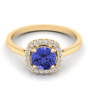 Reyes แหวนแต่งงานแหวนหมั้นเพชรทอง14K สีเหลืองมาใหม่สำหรับผู้หญิงเครื่องประดับทอง18K อย่างดีพร้อมอัญมณีแทนซาไนต์ - Product Image 2