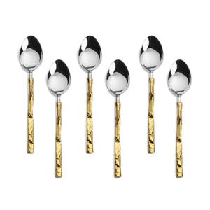 Elegante juego de cubiertos con mango dorado de acero inoxidable con cuchara y tenedor, ideal para banquetes y cocinas modernas - Product Image 6