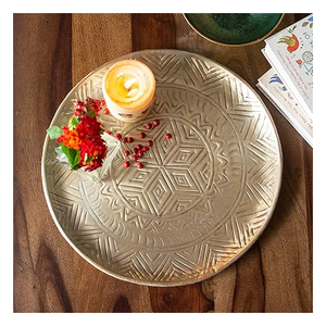 Bandeja de servicio de hoja de metal con la mejor calidad en nuevos diseños Usos para Hotel Restaurante Bandeja de servicio en casa y regalo para boda - Product Image 5