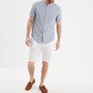 Shorts chino en lin et coton mélangé pour homme, à cordon de serrage, coupe slim, décontractés, légers, confortables, extensibles, respirants, rapides - Product Image 5