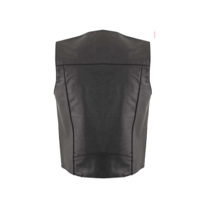 Chaleco de cuero de motocicleta para hombres con bolsillo oculto, cordones ajustables, Chaleco de cuero para motociclistas - Product Image 3