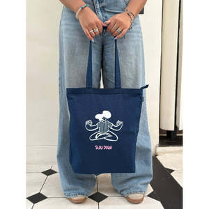 Sac fourre-tout tendance, style spirituel, avec fermeture éclair, couleur unie, grande capacité, léger, lavable, réutilisable pour un usage quotidien, en coton d'hiver - Product Image 6