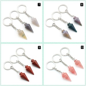 Porte-clés cône en pierre, porte-clés en perles de pierres précieuses en cristal de guérison, porte-clés en cristal, accessoire de sac, cadeau pour maman/ami-YF2212 - Product Image 4
