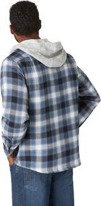 Custom Wholesale Men's Plaid Hoodie Flannel Jacket <b>Canvas</b> Thin Stand <b>Long</b> Sleeve Casual Fashion Button Front Logo Customization - Product Image 6