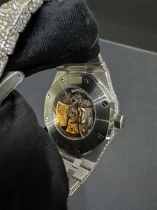 Montre mécanique automatique unisexe en acier inoxydable plaqué argent avec diamant moissanite, sport élégante, 41 mm, hip hop, antique, luxe - Product Image 3