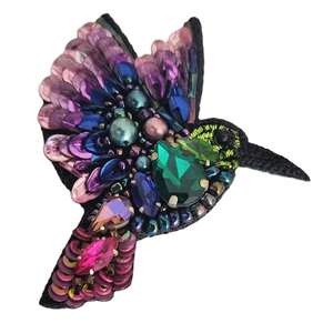Lentejuelas hechas a mano con forma de colibrí bordadas a mano en la India, cuentas de arcoíris, cristales de glowin fashion - Product Image 1