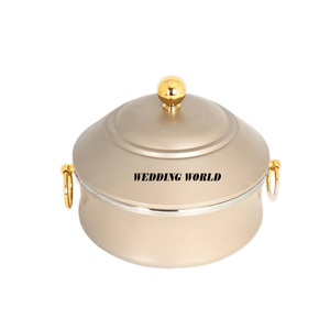 Ensemble de deux casseroles en métal argent et noir fini hôtel Ware Casserole meilleure qualité décorative de luxe en métal chauffe-aliments - Product Image 5