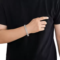 Cadena y Pulsera de Eslabones Cubanos de Plata 925 de 14mm Estilo Hip Hop con Moissanita VVS Engastada en Garra, Chapado en Oro, Joyería de Lujo Unisex