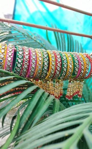 กำไลเส้นไหมงานแต่งงานของชาวอินเดียของขวัญแต่งงาน haldi mehendi Sangeet, สร้อยข้อมือกำไล, ของขวัญสำหรับเธอ, กำไลข้อมือแฟชั่น - Product Image 2