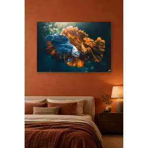 ภาพพิมพ์บนผ้าใบปลาเบต้าสีฟ้าและสีส้มของฟิดา - Product Image 2