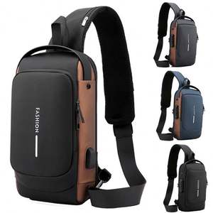 Vente en gros 2024 Sac à bandoulière étanche USB pour hommes à la mode Sac à bandoulière pour hommes Sac à bandoulière anti-vol pour hommes - Product Image 1