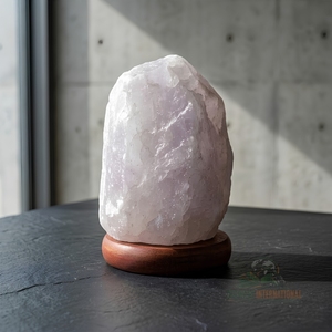 Lámpara de Cristal de Sal Blanca Premium Tallada a Mano con Forma Natural, Luz de Mesa con Interruptor Regulador y Base - Product Image 3