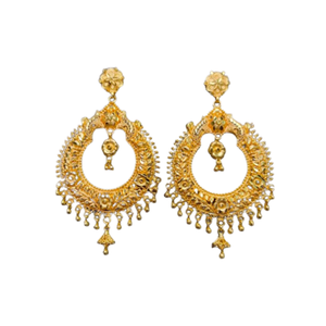 Boucles d'oreilles à bas prix serties de boucles d'oreilles de style Jhumka plaqué or 22CT de conception traditionnelle bijoux pour femmes portés par les exportateurs - Product Image 2