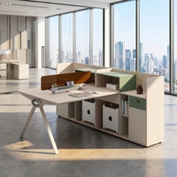 Ensemble bureau et chaise de bureau moderne et simple, bureau informatique quatre places en PVC pour bureau, salon de manucure, origine Chine