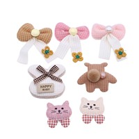 En gros, appliques et patchs animaux rembourrés en tissu, motifs chat et ours avec nœuds mignons, pour pinces à cheveux DIY, vêtements, sacs, chaussures et accessoires de loisirs créatifs
