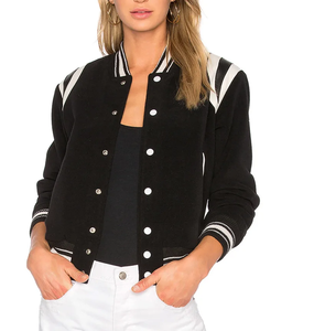 OEM Custom Oversize Towel Letters Applique Woven Baseball Varsity <b>Jacket</b> <b>Women</b> Windproof Quick Dry Detachable <b>Sleeves</b> - Product Image 6