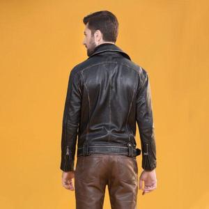2025 Nueva chaqueta de piel de oveja personalizada con aspecto Vintage para hombre, la mejor calidad, impermeable, transpirable, moda de invierno, estilo motorista informal - Product Image 4