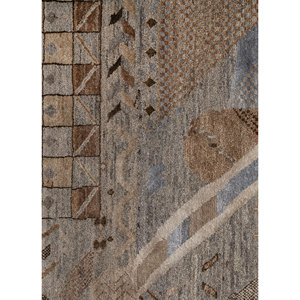Tapis Manchaha grande surface noué à la main en laine et soie, motif géométrique gris et noir pour usage domestique, salon, couloir - Modèle Lws-05 - Product Image 3
