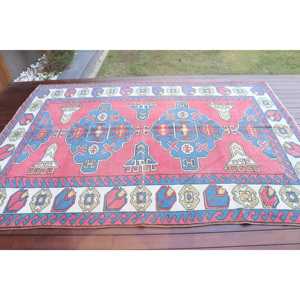 6.1x9.4 ft Vintage Rug, Turkish Rug, <b>Red</b> Floral <b>Wool</b> Rug - Product Image 3