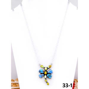 Collier artisanal en turquoise du sud-ouest avec motifs Palomino Golden Hills et floral en argent sterling, idéal pour un cadeau - Product Image 1