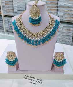 Conjunto de Collar y Pendientes de Cristal de Circonita Cúbica Étnica Chapada en Oro Antiguo para Boda y Fiesta para Mujer - Product Image 1