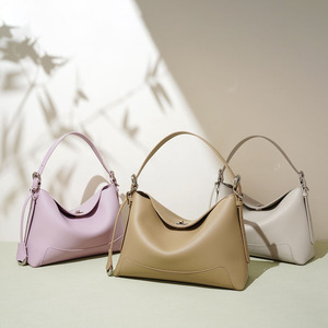 Women's Vintage Tote Crossbody Bag Genuine Cowhide Leather Lock Buckle Single Shoulder Dual Handles-Fashionable <b>Handbag</b> Ladies - Product Image 4