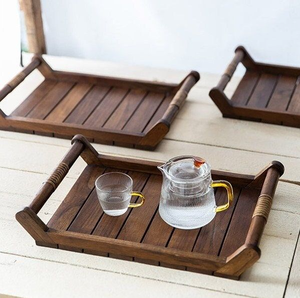 Plateau décoratif en bois pour la maison, la cuisine et la table à manger |   Plateau de service en bois artisanal et écologique - Product Image 4