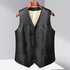 Chaleco de cuero de diseño clásico elegante de alta calidad al por mayor para hombres, Chaleco de cuero genuino de la mejor calidad - Product Image 6