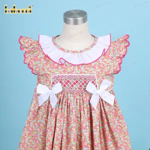 Платье с геометрическим рисунком, красное цветочное белое платье с воротником для девочек, OEM ODM, детское платье, в наличии, оптовая продажа от производителя BB3219