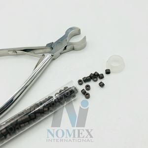 Herramientas de extensión de cabello pulidas en plata originales que incluyen cortador de enlace, alicates de 3 agujeros, cuentas y pinzas para seccionar el cabello, acero inoxidable - Product Image 3