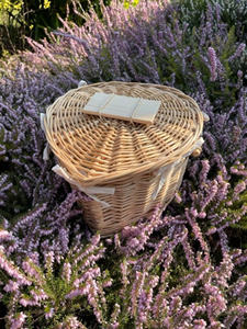 Vintage style wicker ashes casket for pet cremation handwoven heart rattan urn <b>box</b> with ribbon rustic memorial <b>keepsake</b> basket - Product Image 3