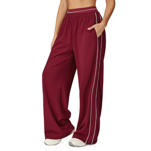 Pantalones Deportivos de Forro Polar de Algodón para Mujer, Invierno, Sublimados, con Logotipo Personalizado, Estampado Lateral, Cierre con Cordón, Resistentes al Viento - Product Image 1