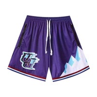 Short de basket-ball personnalisé en maille de polyester avec logo pour hommes en vente en gros