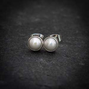 Pendientes de tuerca de perlas cultivadas de agua dulce de Plata de Ley 925, Perla de agua dulce cortada de calidad para mujer, para fiesta y regalo - Product Image 4