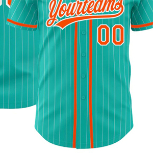 Camiseta de Béisbol Personalizada con Rayas Naranja y Verde Azulado, Logotipo del Equipo, Ropa de Equipo - Product Image 3
