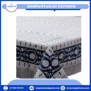 Venta caliente elegante hecho a mano bloque impreso 100% algodón ecológico personalizable mantel de diseño Floral para uso doméstico y de boda - Product Image 6