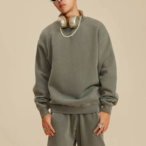 Automne et hiver lavage et pile demi col haut hommes sweat rue ample col rond sweat femme - Product Image 3