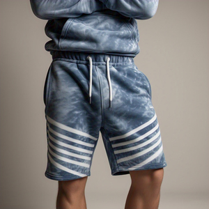 Acid Wash Printed Sweat Shorts <b>Men</b> High Drawstring <b>Waist</b> Washed Sublimation Sweat Shorts <b>Men</b> Jogging Wear Vintage Sweat Shorts - Product Image 1