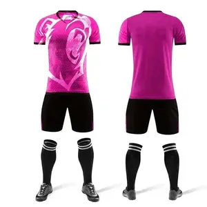 Bóng đá đồng phục làm bằng chất lượng cao polyester vải giá rẻ thấp moq thăng hoa tùy chỉnh bóng đá mặc áo sơ mi & Tops biểu tượng tùy chỉnh