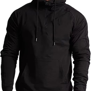 Wholesale Custom <b>Hoodies</b> for Men Hot Sale Casual 100% Cotton Fleece Jacket with Solid Pattern Blank Hooded Men's Jacket - Product Image 1