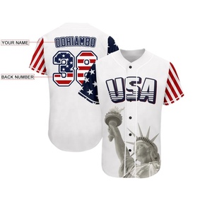 2025 nouvelle tendance marque personnalisée Statue de la liberté USA drapeau authentique Trump mode Softball maillots de Baseball - Product Image 4