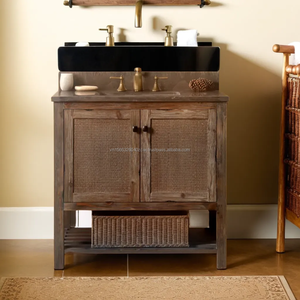 Vintage 36" Dark Brown Single Bathroom Vanity Retro Bathroom <b>Cabinet</b> Vintage Charm Dark Brown Single Bathroom Vanity 36 Inch - Product Image 1