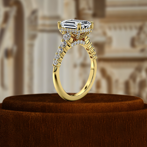 CT Lab Grown Diamond Emerald Cut Anillo de compromiso IGI Certified 14K Gold Half-Pave Accent E/VS2 Clarity Classic Christian Wedding - Product Image 6