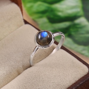 Anillo de eternidad de Plata de Ley 925 para mujer Cabochon Labradorite Bezel Setting - Product Image 3