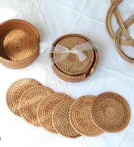 ACCESSOIRES DE CUISINE napperon en rotin dessous de verre assiettes rondes en forme de fleur blanc marron fournitures de décoration de mariage - Product Image 1