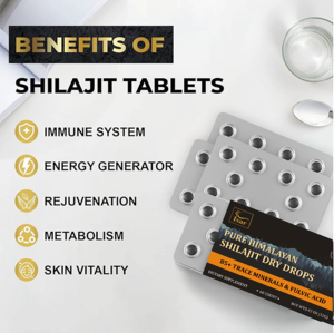 100% Pure Himalayan Shilajit <b>Tablets</b> Supplement Rich in Fulvic Acid & 85+ Trace Minerals <b>for</b> Men & Women Energy & Immune System - Product Image 4