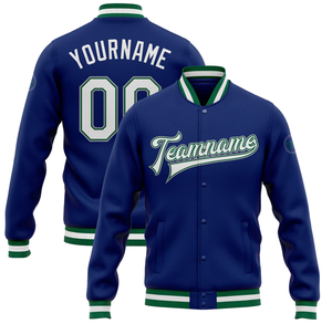 Elegant Sports Custom Royal Blue Team Name Letterman Jackets Varsity Baseball Stand Collar en toile de peau de mouton - Product Image 6