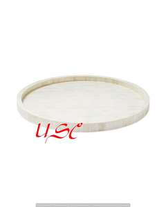 Bandeja única con incrustaciones de hueso y resina Bandeja decorativa de lujo hecha a mano para cocina, mesa, café, aperitivos, comedor, regalos - Product Image 1