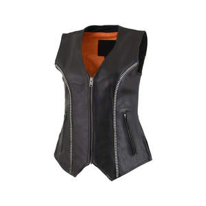 Chaqueta de chaleco de cuero para otoño invierno sin mangas con cuello en V y estilo superior con logotipo - Product Image 2