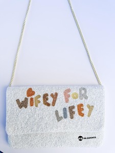 Pochette de luxe pliable à boutons perlés et rayures de course, design personnalisé, rouge et blanc, avec chaîne, pour mariage, soirée, mode géométrique - Product Image 4